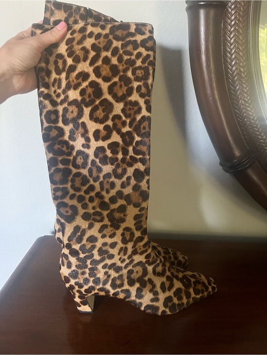 Gianni Bini Shoes - Gianni Bini Leopard-Print Knee Boots in Tan and Black